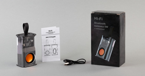 Bluetooth колонка "Hi-Fi" 5Вт с разноцветной подсветкой и прозрачным корпусом, черный с оранжевым
