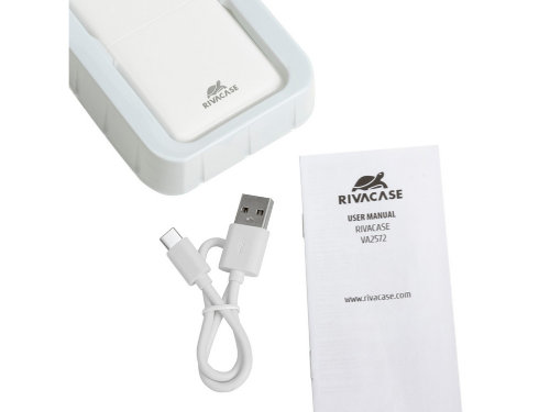 RIVACASE VA2572 (20000 мАч) QC/PD 20W внешний аккумулятор с дисплеем, белый 12/24