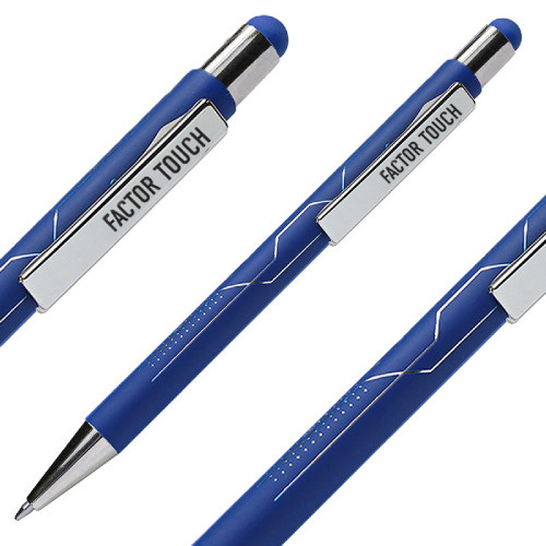 Ручка шариковая FACTOR TOUCH со стилусом (синий, серебристый)