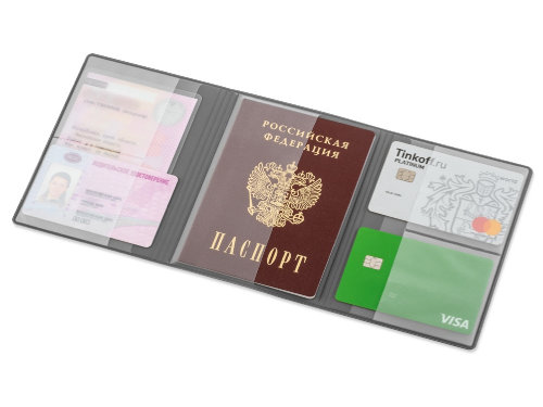Обложка на магнитах для автодокументов и паспорта Favor, светло-серая