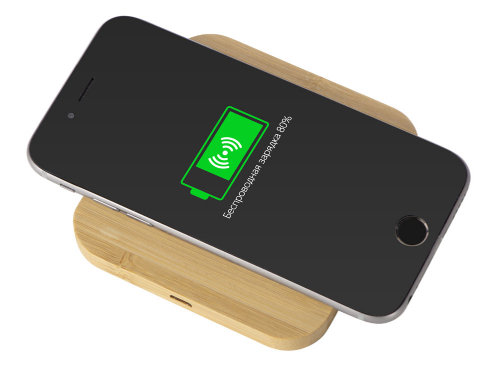 USB-хаб с беспроводной зарядкой из бамбука Plato