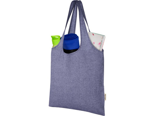 Модная эко-сумка Pheebs объемом 7 л из переработанного хлопка плотностью 150 г/м2, синий меланж