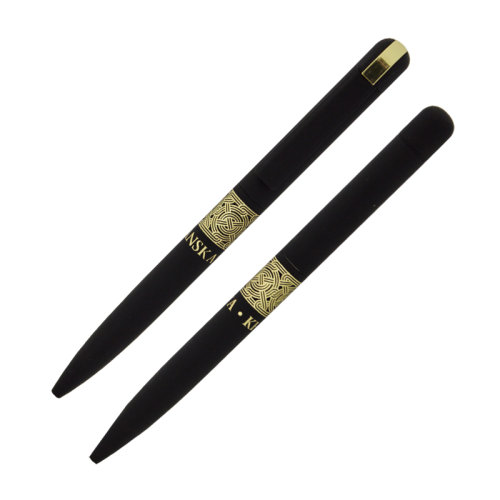 Ручка шариковая "Jupiter", покрытие soft touch, черный с золотом