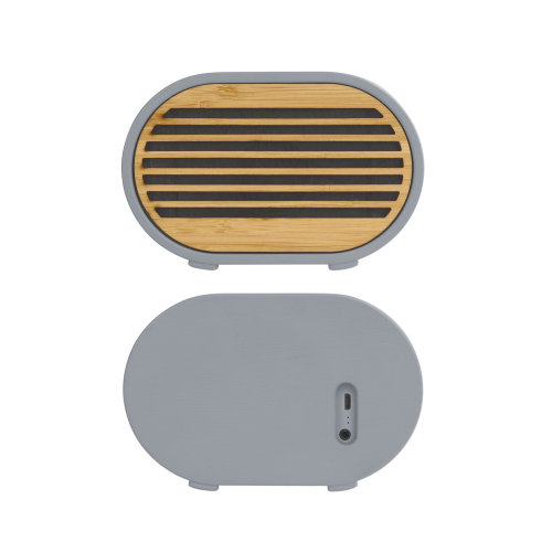Bluetooth-колонка "Stonehenge" 5Вт с беспроводным зарядным устройством, камень/бамбук, серый/бежевый