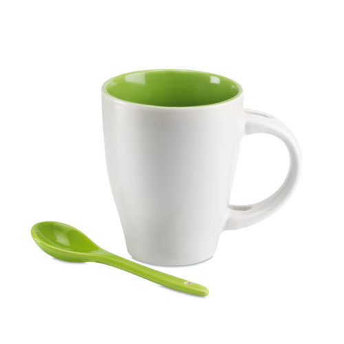 Чашка с ложкой (зеленый)