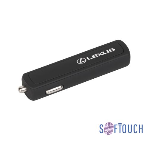 Автомобильное зарядное устройство "Slam" с 2-мя разъёмами USB, покрытие soft touch, черный