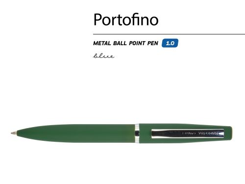 Ручка Portofino шариковая  автоматическая, зеленый металлический корпус, 1.0 мм, синяя