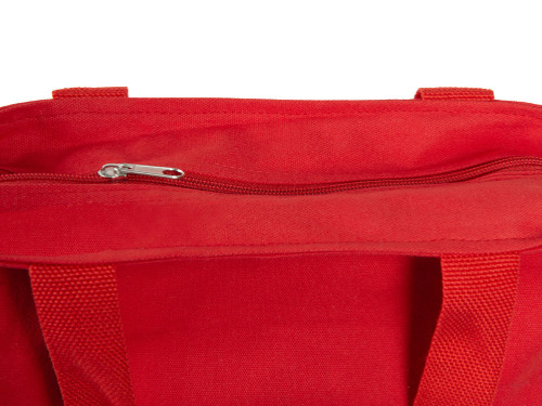 Сумка на молнии Zipper из хлопка 280 г c карманом на молнии спереди, красный