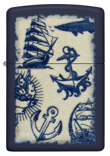 Зажигалка ZIPPO Nautical Design с покрытием Navy Matte, латунь/сталь, синяя, матовая, 38x13x57 мм