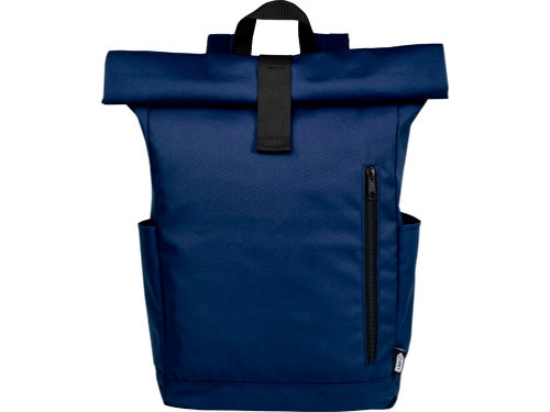 Рюкзак Byron 15,6 объемом 18 л со скручиваемым верхом, изготовленный из переработанного ПЭТ по стандарту GRS, темно-синий