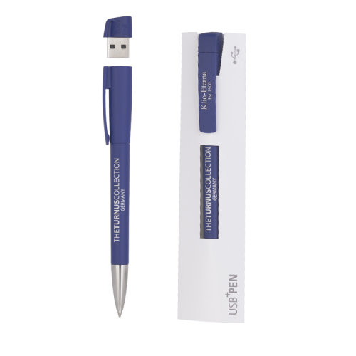 Ручка с флеш-картой USB 16GB «TURNUSsofttouch M», темно-синий