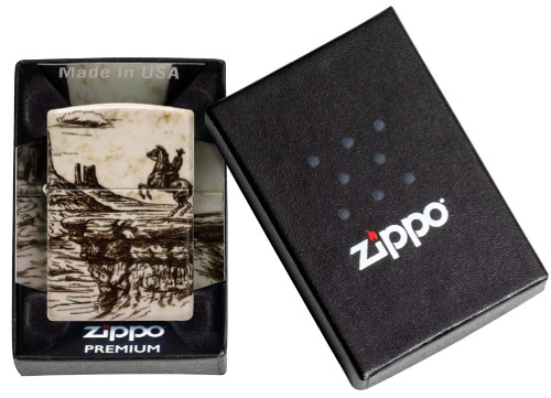 Зажигалка ZIPPO Western Design с покрытием 540 Matte, латунь/сталь, белая, 38x13x57 мм