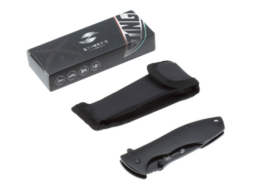 Нож складной Stinger, 80 мм, (чёрный), материал рукояти: сталь/алюминий (чёрный)
