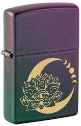 Зажигалка ZIPPO Lotus Moon с покрытием Iridescent, латунь/сталь, черная, 38x13x57 мм