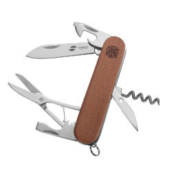 Нож перочинный Stinger, 90 мм, 11 функций, материал рукояти: древесина сапеле, в блистере