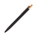 Ручка шариковая "Matt" из переработанного алюминия и пластика, с кнопкой из бамбука, черный