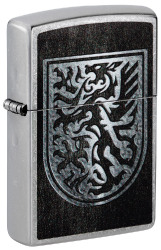 Зажигалка ZIPPO Dragon Design с покрытием Street Chrome, латунь/сталь, серебристая, 38x13x57 мм