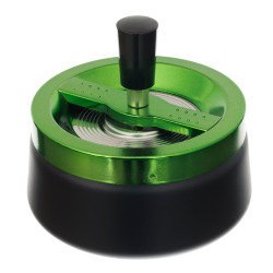Пепельница S.Quire круглая, сталь, покрытие хром, зелен. краска, черная, с черной ручкой, 120 мм