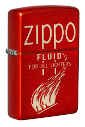 Зажигалка ZIPPO Retro с покрытием Metallic Red, латунь/сталь, красная, 38x13x57 мм