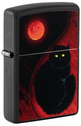 Зажигалка ZIPPO Black Cat с покрытием Black Matte, латунь/сталь, черная, матовая, 38x13x57 мм