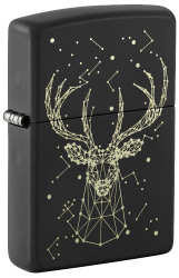 Зажигалка ZIPPO Deer с покрытием Black Matte, латунь/сталь, черная, матовая, 38x13x57 мм