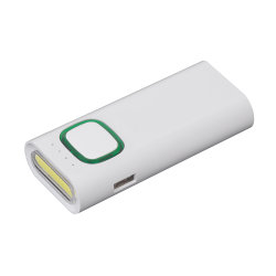 Зарядное устройство с LED-фонариком и подсветкой логотипа, 4400 mAh, белый с зеленым