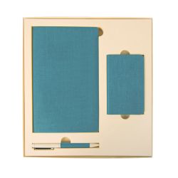 Набор подарочный PROVENCE; Универсальный аккумулятор(5000мАh), блокнот и ручка; голубой, шт (голубой, бежевый)