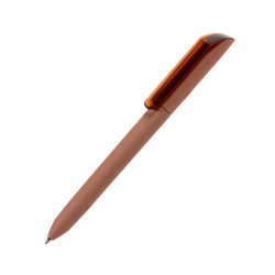 Ручка шариковая FLOW PURE c покрытием soft touch и прозрачным клипом (коричневый)