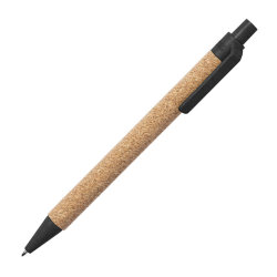 Ручка шариковая YARDEN, черный, натуральная пробка, пшеничная солома, ABS пластик, 13,7 см (чёрный)