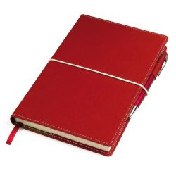 Бизнес-блокнот "BUSINESS", 140*210 мм, красный,  съемная обложка,  блок-линейка (красный)