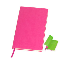 Бизнес-блокнот "Funky" А5,  розовый с  зеленым  форзацем, мягкая обложка, в линейку (розовый, зеленый)